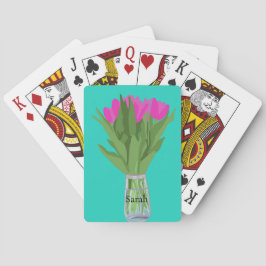 Tulpenbloem Moderne Illustratie + Naam Pokerkaarten