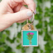 Tulpenbloem Moderne Illustratie + Naam Sleutelhanger (Hand)