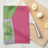  Tulpenbloem Moderne Illustratie + Naam Theedoek (Quarter Fold)