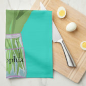  Tulpenbloem Moderne Illustratie + Naam Theedoek (Quarter Fold)