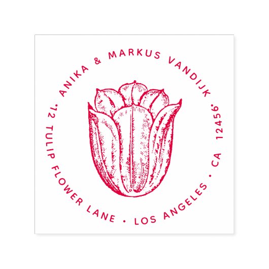 Tulpenbloem rood retouradres Holland Botanical Zelfinktende Stempel (Design)