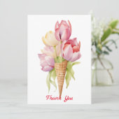 Tulpenbloemen dessert bedankkaart (Staand voorkant)