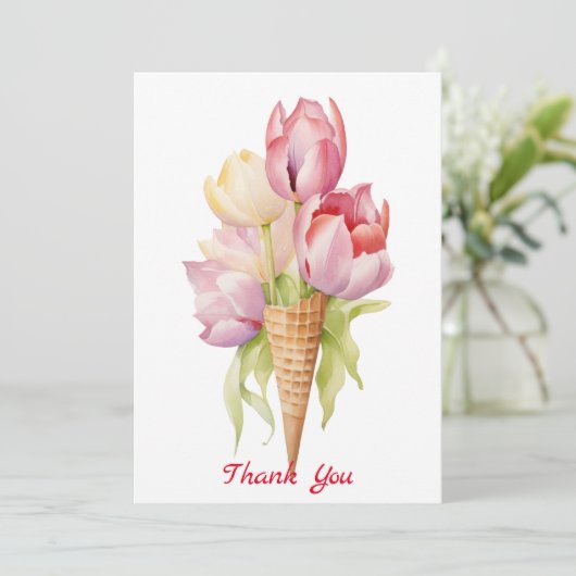 Tulpenbloemen dessert bedankkaart (Staand voorkant)