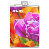 Tulpenbloemen Heupfles (Voorkant)