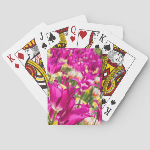 Tulpenbloemen in Fuchsia Pokerkaarten