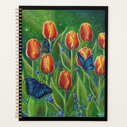 Tulpenbloemen met vlinders van Renee Lavoie Planner (Voorkant)