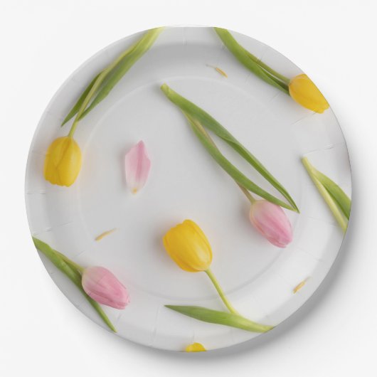 Tulpenbloemen papieren bordje (Voorkant)