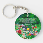 Tulpenbloementuin Bijbelse Schrift gepersonaliseer Sleutelhanger (Voorkant)