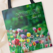 Tulpenbloementuin Bijbeltekst Tote Bag