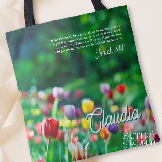 Tulpenbloementuin Bijbeltekst Tote Bag