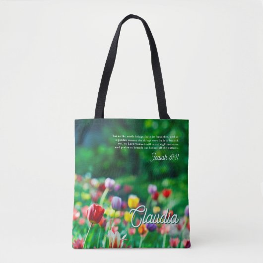 Tulpenbloementuin Bijbeltekst Tote Bag (Voorkant)