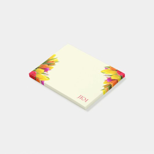 Tulpenbloemmonogram Post-it® Notes (Schuin)