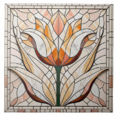 Tulpenbloemmozaïek - Warme Pastels Tegeltje (Voorkant)