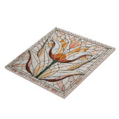 Tulpenbloemmozaïek - Warme Pastels Tegeltje (Zijkant)