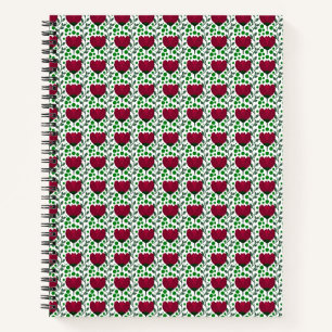 Tulpenbloempatroon in dieprood Elegant Rood Notitieboek