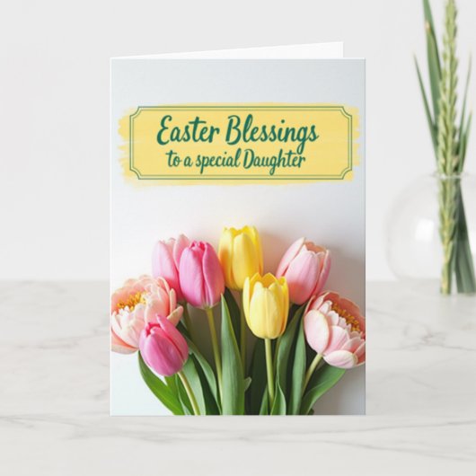 Tulpenbloesem Dochter Pasen Kaart (Voorkant)