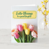 Tulpenbloesem Dochter Pasen Kaart (Gele Bloem)