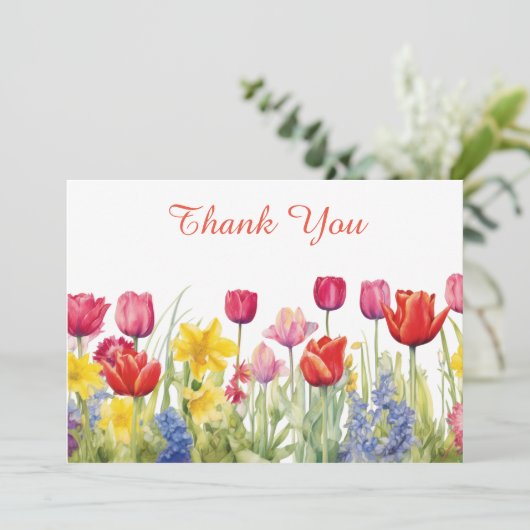 Tulpenbloesem schilderij bedankkaart (Staand voorkant)