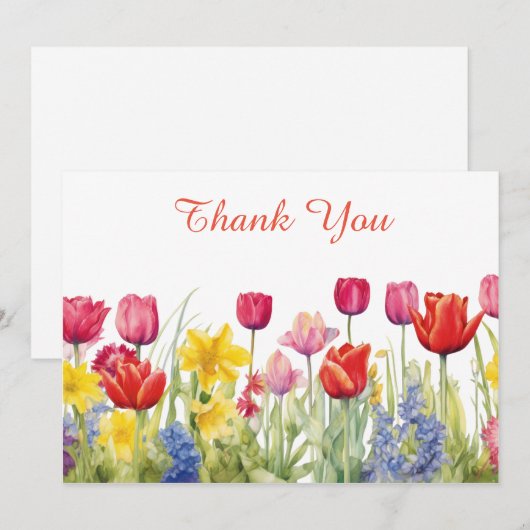 Tulpenbloesem schilderij bedankkaart (Voorkant / Achterkant)