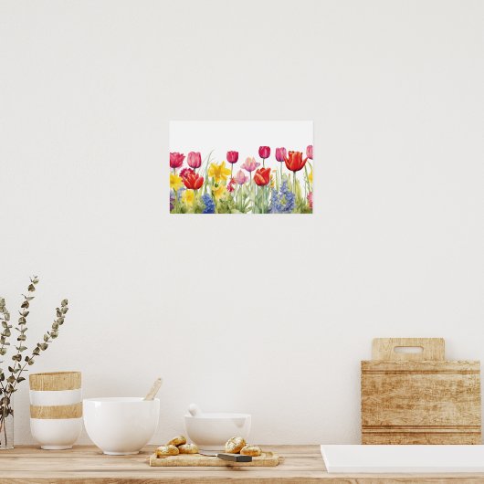Tulpenbloesem schilderij poster (Keuken)