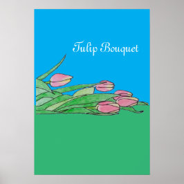 Tulpenboeket leggen groen en blauw poster