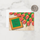 Tulpenboeket op de lente dank u notitiekaartje (Voorkant / Achterkant in situ)