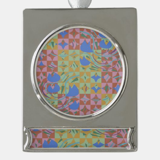 Tulpenbollen Vonken Verzilverd Banner Ornament (Voorkant)