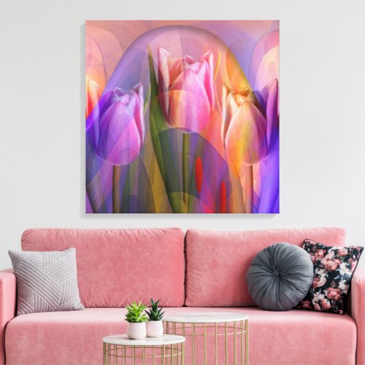 Tulpenfestival, artistieke mixed media wallart canvas afdruk (Insitu (Woonkamer))
