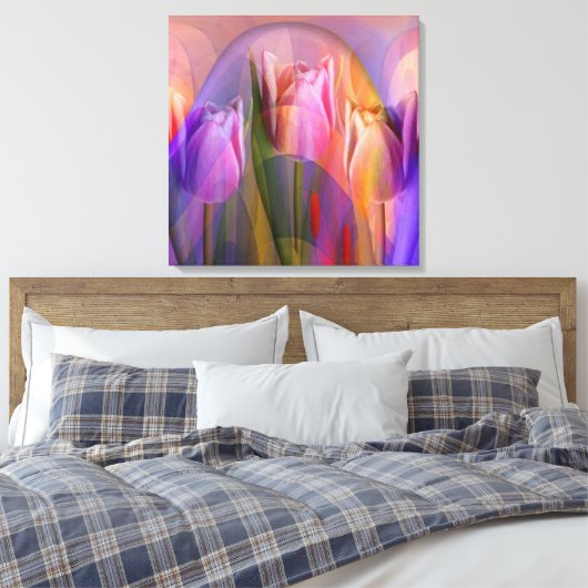 Tulpenfestival, artistieke mixed media wallart canvas afdruk (Insitu (Slaapkamer))