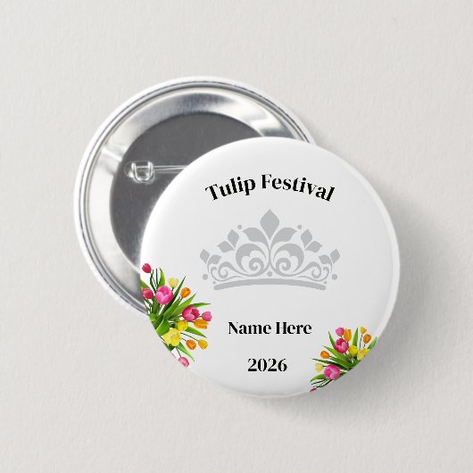 Tulpenfestival knopspeld ronde button 5,7 cm (Voorkant /achterkant)
