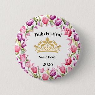 Tulpenfestival Royalty Knop Speld Ronde Button 5,7 Cm