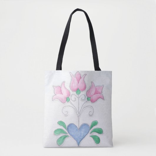 Tulpenhart op een boodschappentas tote bag (Voorkant)