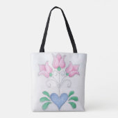 Tulpenhart op een boodschappentas tote bag (Achterkant)