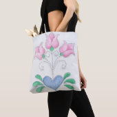 Tulpenhart op een boodschappentas tote bag (Dichtbij)