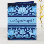 Tulpenkist in blues - Naam Day Kaart (Gele Bloem)