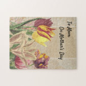 Tulpenkruipen op Beige behangpapier Legpuzzel (Horizontaal)