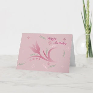 Tulpennevel in Roze Verjaardag Kaart