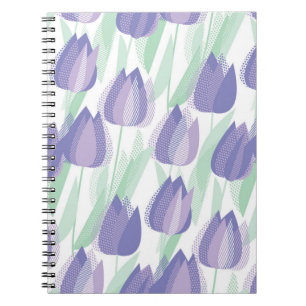 Tulpenontwerp: bleke violette bloemen. notitieboek