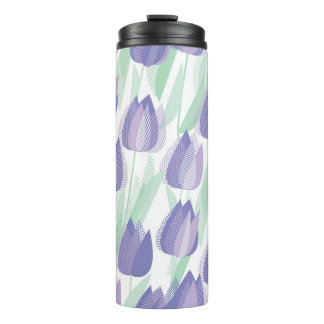 Tulpenontwerp: bleke violette bloemen. thermosbeker