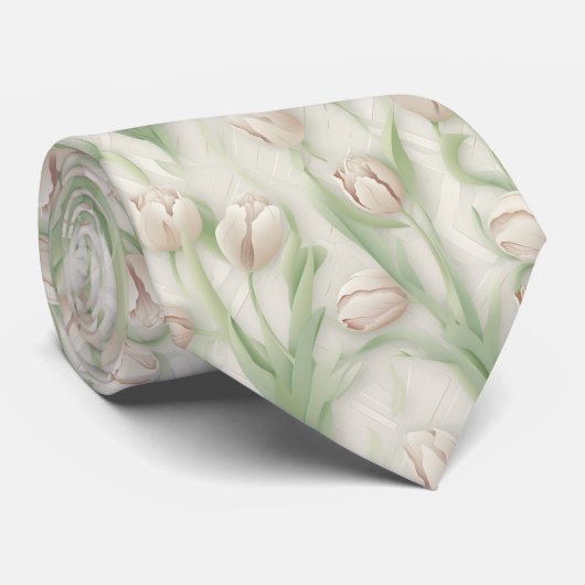 Tulpenpatroon - Elegant bloemenontwerp Stropdas (Opgerold)