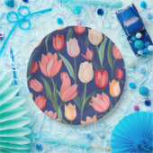 Tulpenpatroon. Papieren Bordje (Feest)