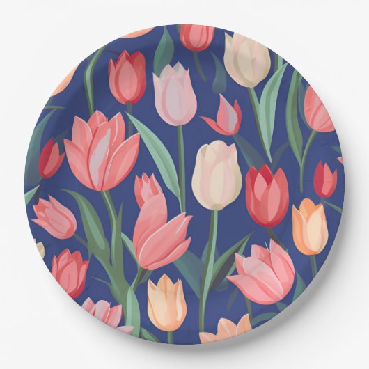 Tulpenpatroon. Papieren Bordje (Voorkant)