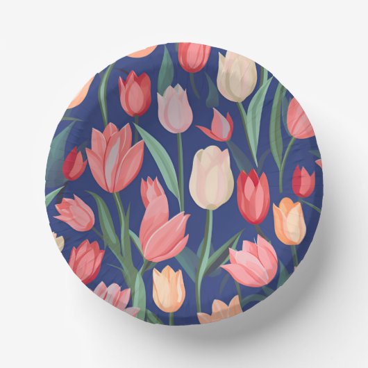 Tulpenpatroon. Papieren Kommen (Voorkant)