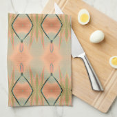 Tulpenprint theedoek in roze koraal en Blauwgroen (Quarter Fold)