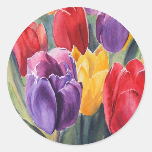 Tulpenregenboog Ronde Sticker (Voorkant)