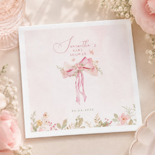 Tulpenroze strik lint coquette tuin babyshower servet