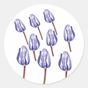Tulpensticker – Elegante bloemlijn kunst Ronde Sticker