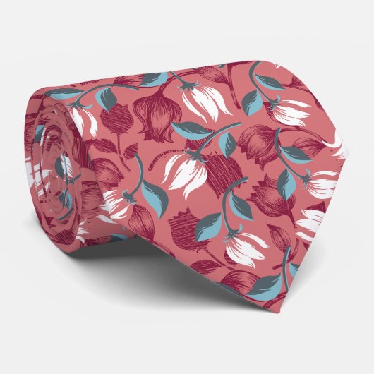 Tulpensymfonie: bloemenpatronen stropdas (Opgerold)