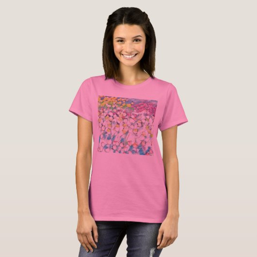 Tulpentop (roze) met zwevend effect t-shirt (Voorkant volledig)