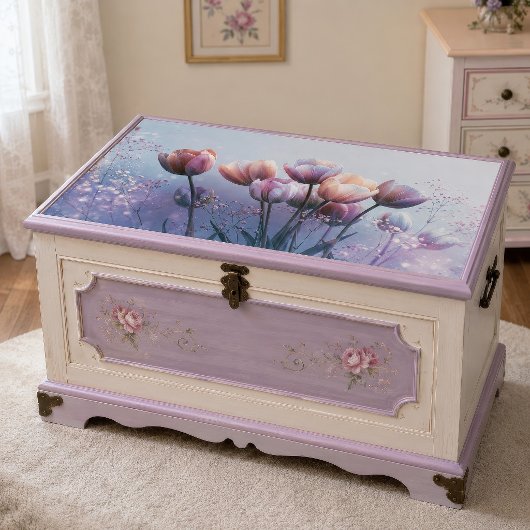Tulpentuin met blozende lavendel decoupage tissuepapier